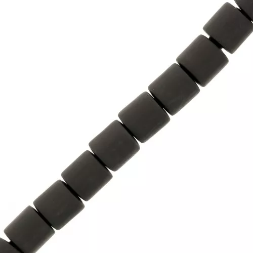 6x6.2mm Heishi style polymer clay tube beads - Anthracite x39cm
