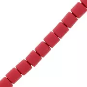Perles tube style Heishi en pâte polymère 6x6.2 mm - Rouge foncé x39cm