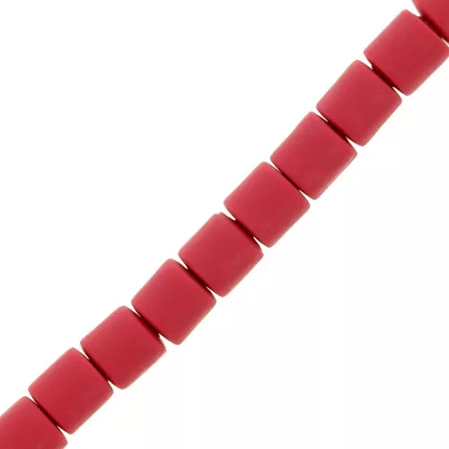 6x6.2mm Heishi style polymer clay tube beads - Dark Red x39cm