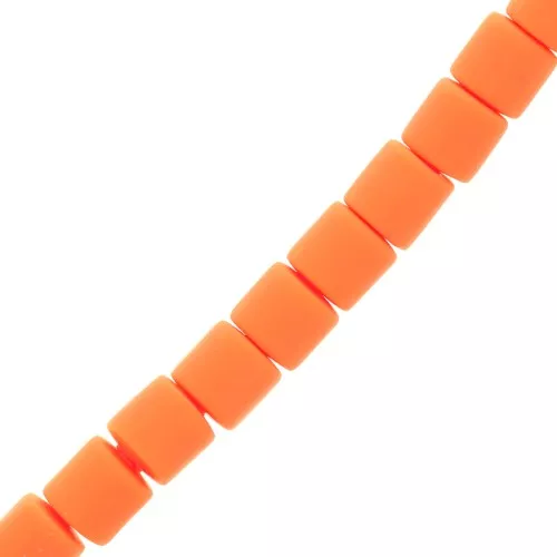 6x6.2mm Heishi style polymer clay tube beads - Orange x39cm