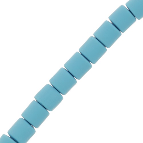 6x6.2mm Heishi style polymer clay tube beads - Sky Blue x39cm