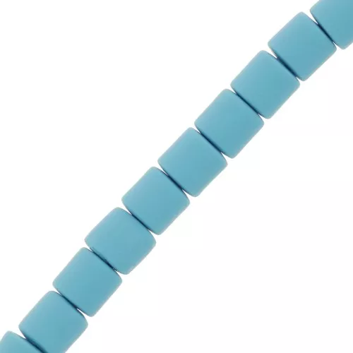 6x6.2mm Heishi style polymer clay tube beads - Sky Blue x39cm
