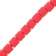 6x6.2mm Heishi style polymer clay tube beads - Red x39cm