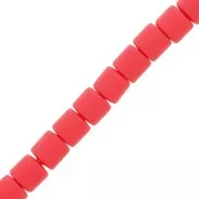 Perles tube style Heishi en pâte polymère 6x6.2 mm - Rouge x39cm