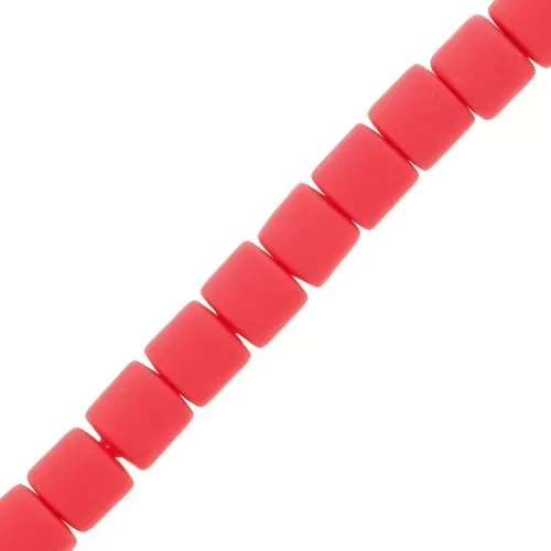 6x6.2mm Heishi style polymer clay tube beads - Red x39cm
