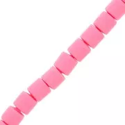 Perles tube style Heishi en pâte polymère 6x6.2 mm - Rose x39cm