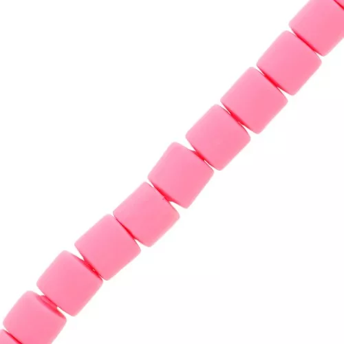 6x6.2mm Heishi style polymer clay tube beads - Pink x39cm