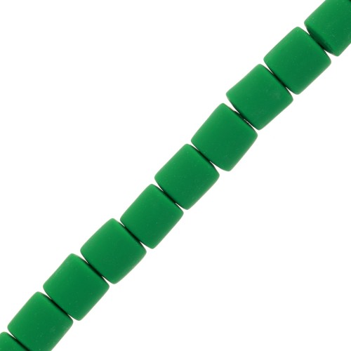 6x6.2mm Heishi style polymer clay tube beads - Dark Green x39cm