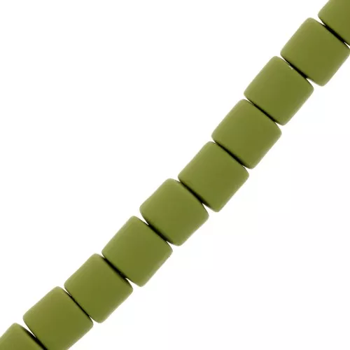 6x6.2mm Heishi style polymer clay tube beads - Khaki x39cm