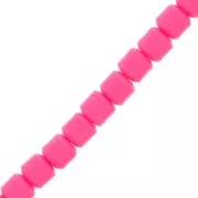 Perles tube style Heishi en pâte polymère 6x6.2 mm - Rose fluo x39cm