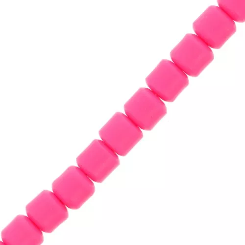 6x6.2mm Heishi style polymer clay tube beads - Neon Pink x39cm
