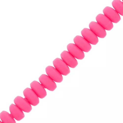 Heishi polymer clay beads rondelles 7x3 mm - Neon pink x39cm