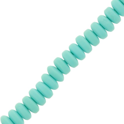 Heishi polymer clay rondelle beads 7x3 mm - Light turquoise x39cm