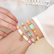 Heishi polymer clay rondelle beads 7x3 mm - Nude x39cm