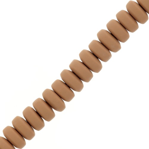 Heishi polymer clay rondelle beads 7x3 mm - Light brown x39cm