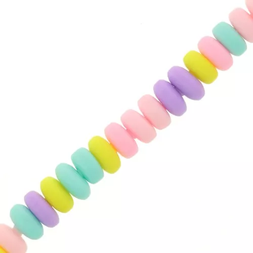 Heishi beads polymer clay rondelles 7x3 mm - Pastel multicolor x39cm