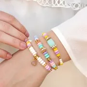 Heishi beads polymer clay rondelles 7x3 mm - Pastel multicolor x39cm