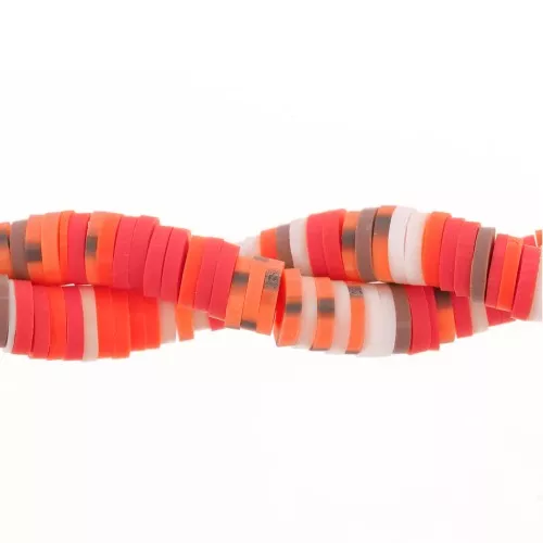 Heishi polymer clay beads rondelles bicolor 6x1mm - Multicolor x39cm
