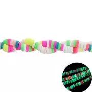 Heishi beads polymer clay rondelles 4x1mm - Multi Neon phosphorescent x39cm