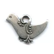 Dove charm 25mm Antique Silver Plating x1