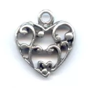 Heart charm 20mm Antique Silver Plating x1