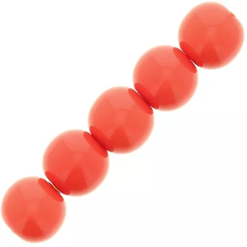 6mm Opaque resin bead - Coral Red x10
