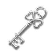 Key charm 20mm Old silver tone x1