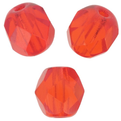 6mm Fire polished beads - Light Siam Ruby x25