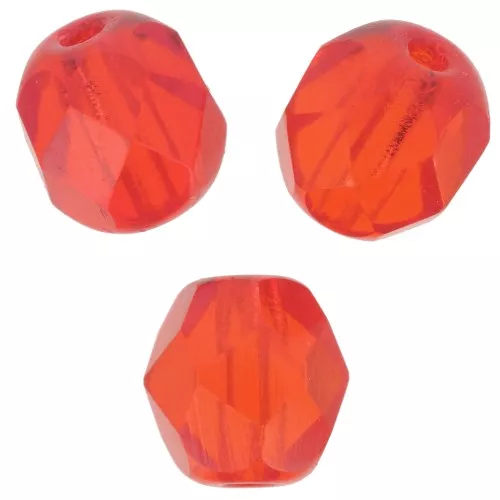 6mm Fire polished beads - Light Siam Ruby x25