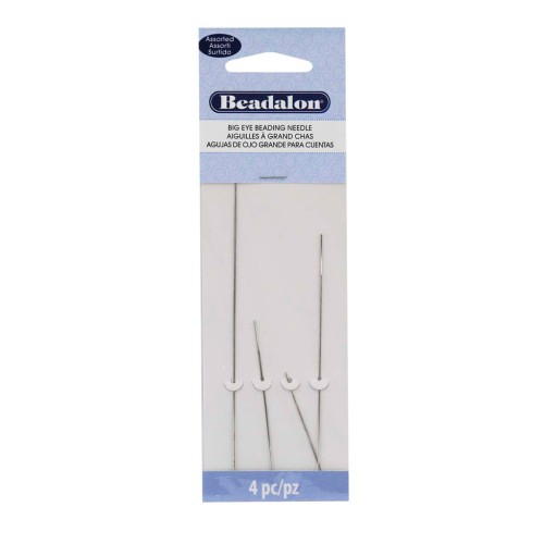 Stainless steel Big eye beading needles x4