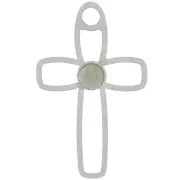 30x19mm 925 St. Silver Cross pendant hollowed out for 4mm flat back cabochon x1