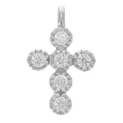 11x7mm 925 Sterling Silver Cross Charm with Zircons - Crystal x1