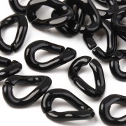16x10mm Oval Twisted Acrylic Link - Black x1