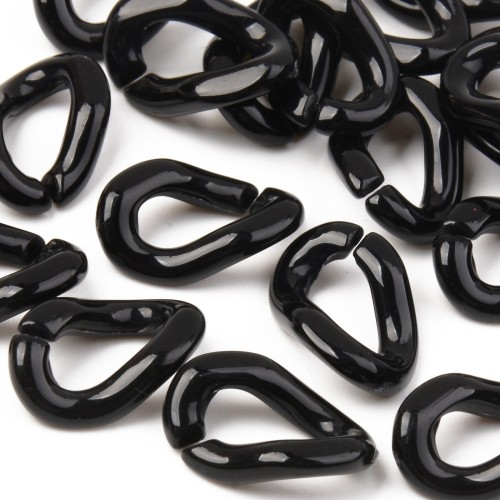 16x10mm Oval Twisted Acrylic Link - Black x1