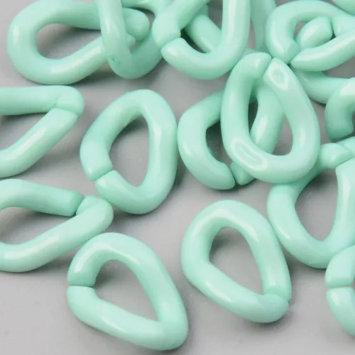 16x10mm Oval Twisted Acrylic Link - Mint x1