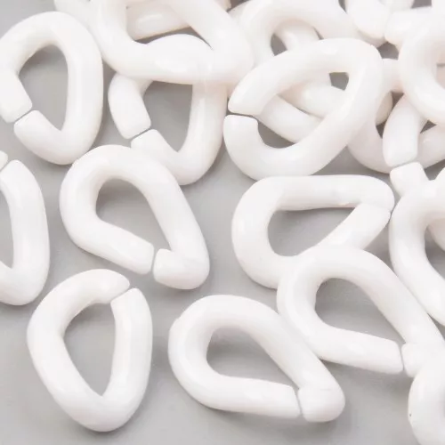 16x10mm Oval Twisted Acrylic Link - White x1