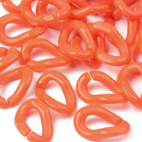 16x10mm Oval Twisted Acrylic Link - Dark Orange x1