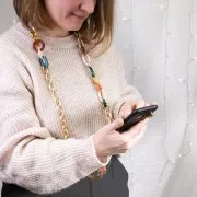 16x10mm Oval Twisted Acrylic Link - Light Blue x1