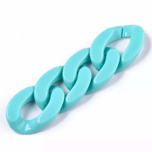 30x21mm Oval Twisted Acrylic Link - Turquoise x1