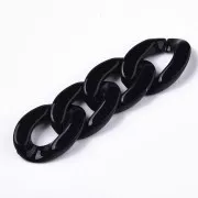30x21mm Oval Twisted Acrylic Link - Noir x1