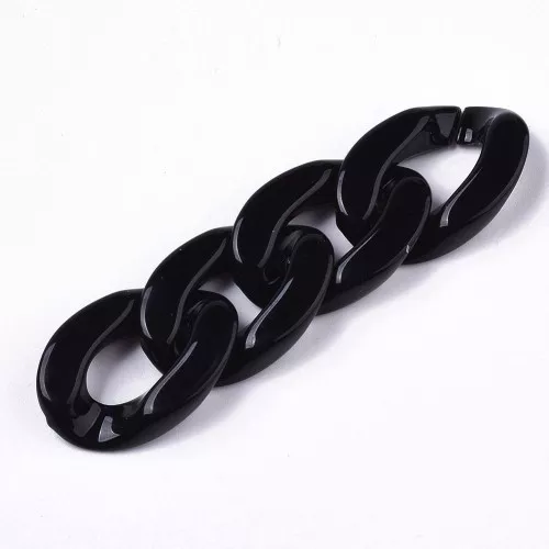 30x21mm Oval Twisted Acrylic Link - Noir x1