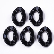 30x21mm Oval Twisted Acrylic Link - Noir x1