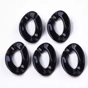 30x21mm Oval Twisted Acrylic Link - Noir x1