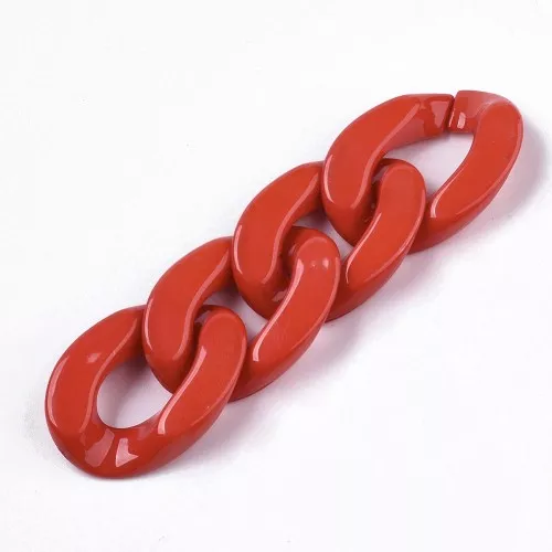 30x21mm Oval Twisted Acrylic Link - Red x1