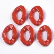 30x21mm Oval Twisted Acrylic Link - Red x1