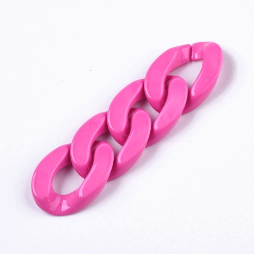 30x21mm Oval Twisted Acrylic Link - Fuchsia x1