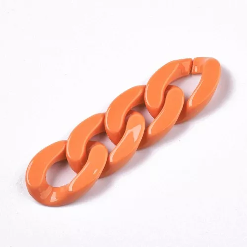 30x21mm Oval Twisted Acrylic Link - Orange x1