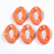 30x21mm Oval Twisted Acrylic Link - Orange x1
