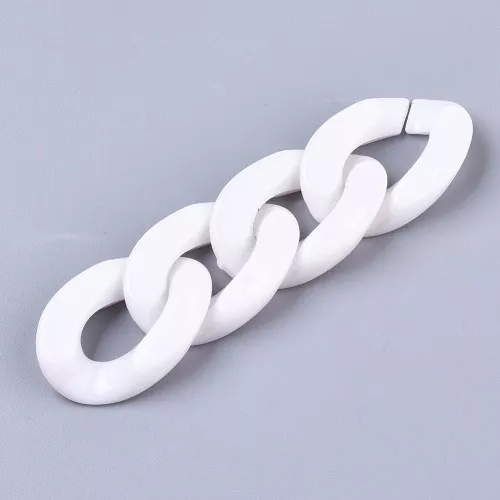 30x21mm Oval Twisted Acrylic Link - White x1