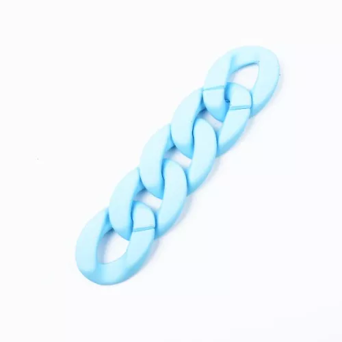 Oval Twisted Acrylic Link 40x29 mm - Opaque Light Blue Matt x1
